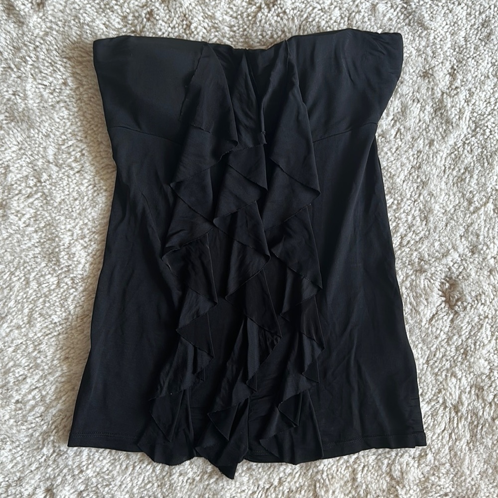 GUESS Los Angeles Ruffled Tube Top Sleeveless Size M Black